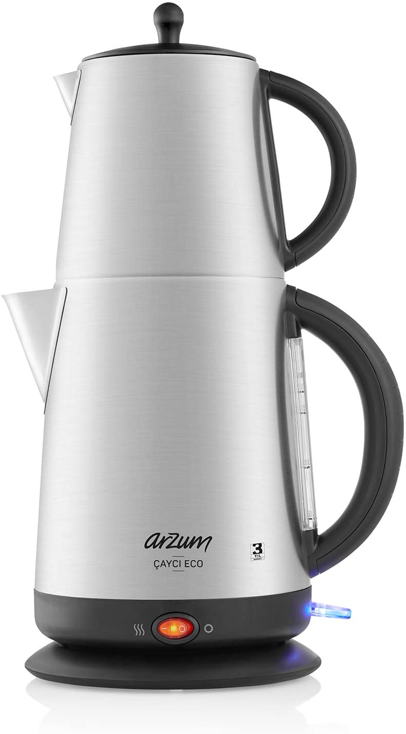 Arzum Eco Turkish Tea Maker, Stainless Steel, 2200 W, 1.7 liters