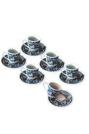 Pasha Turkish Coffee & Espresso Cups With Saucer For 6 People