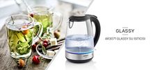Load image into Gallery viewer, Arzum Illuminating Glass Kettle in Black
