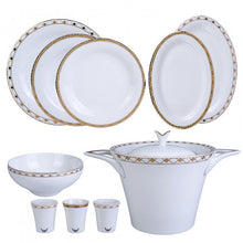 Load image into Gallery viewer, Karaca Shield Gold 60 Pieces Dinnerware Set for 12 People
