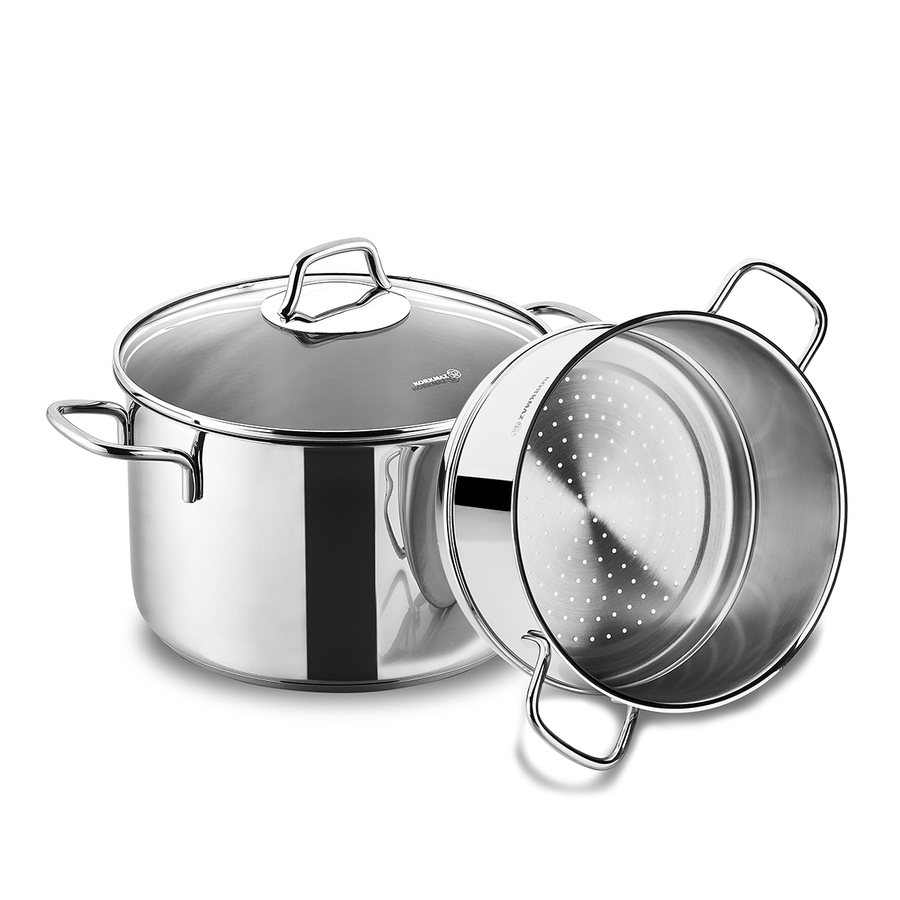 Korkmaz Perla Stainless Steel Steamer Set - 20 cm – Evkurhome